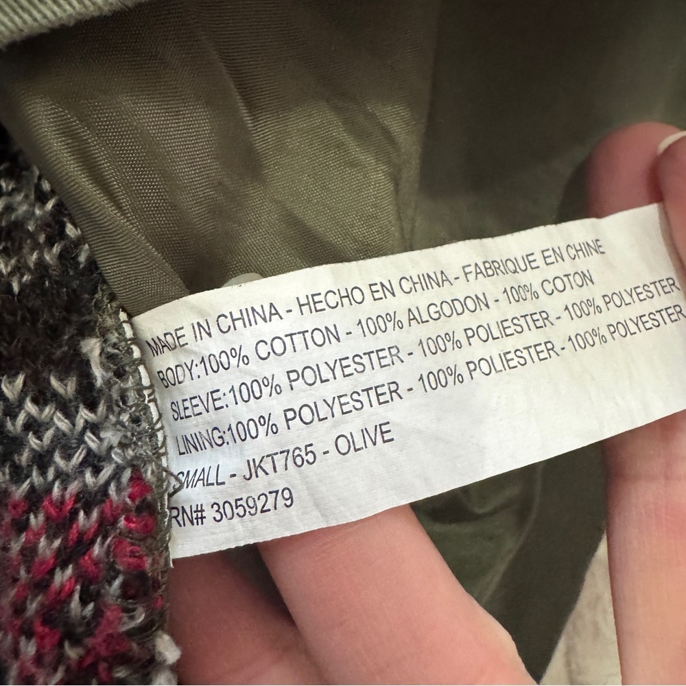 Thread & Supply Small Green Utility Jacket Chore Coat ~ Patterned Back Boho - Picture 8 of 8